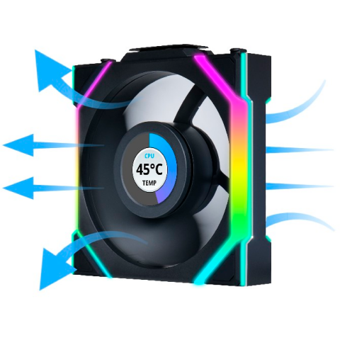 Вентилятор для корпуса Lian Li UNI Fan SL Wireless LCD 120 Reverse Blade Black_4