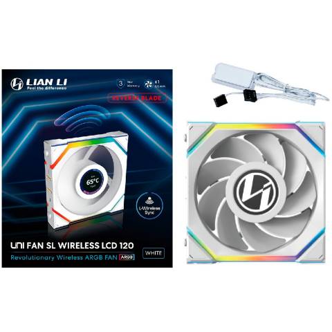 Вентилятор для корпуса Lian Li UNI Fan SL Wireless LCD 120 Reverse Blade White_5