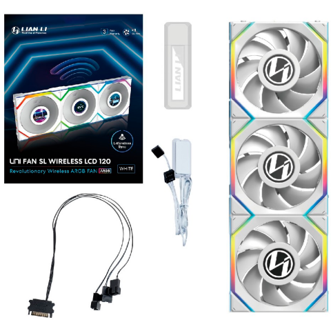 Вентилятор для корпуса Lian Li UNI Fan SL Wireless LCD 120 White (3 шт.)_8