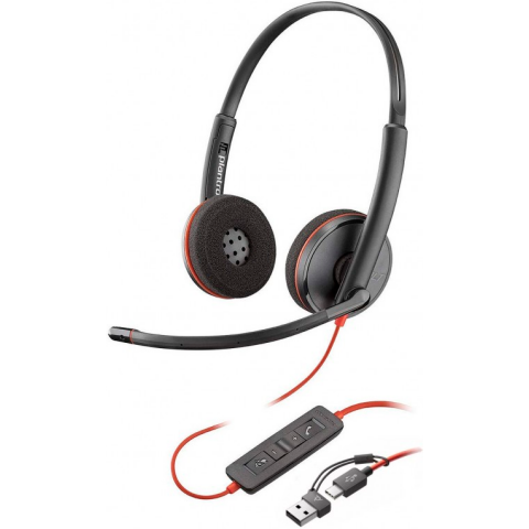 Гарнитура Plantronics (Poly) Blackwire 3220 Stereo USB-C Headset +USB-C/A Adapter (Bulk)