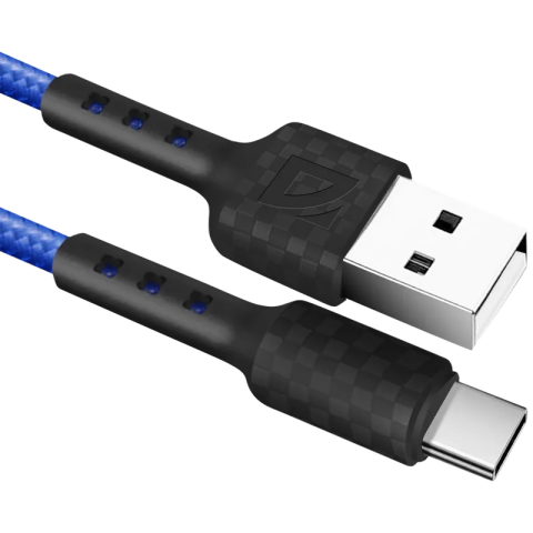 Кабель USB - USB Type-C, 1м, Defender F181 Blue