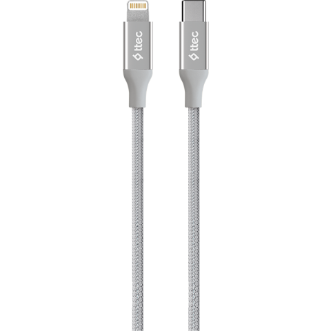 Кабель USB Type-C - Lightning, 1.5м, ttec 2DK41G Silver