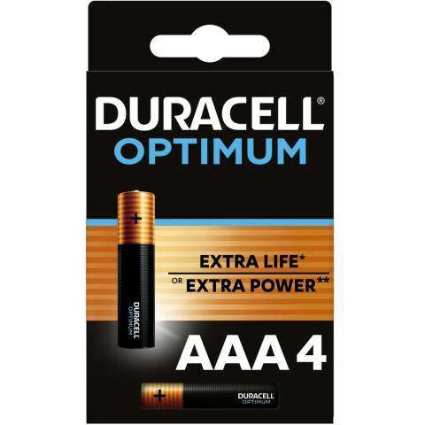 Батарейка Duracell Optimum (AAA, Alkaline, 4 шт)