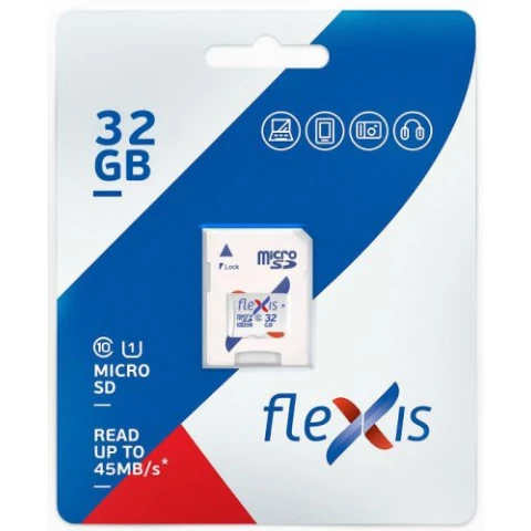 Карта памяти 32Gb MicroSD Flexis + SD адаптер (FMSD032GU1A)