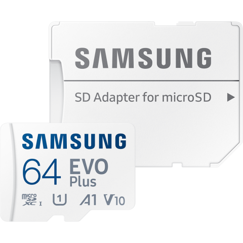 Карта памяти 64Gb MicroSD Samsung EVO Plus + SD адаптер