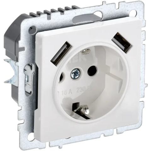 Электрическая розетка IEK BRITE BR-R14-16-U21-D21-K01