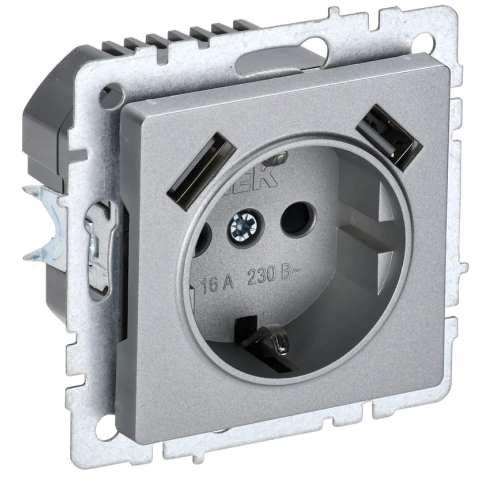 Электрическая розетка IEK BRITE BR-R14-16-U21-D21-K47