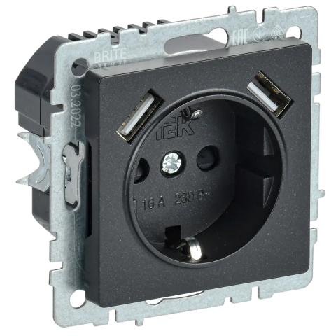 Электрическая розетка IEK BRITE BR-R14-16-U21-D31-K02