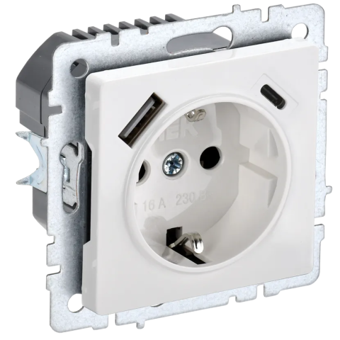 Электрическая розетка IEK BRITE BR-R14-16-U22-018-K01