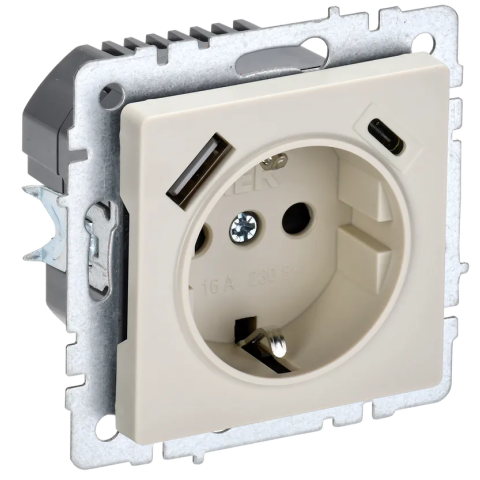 Электрическая розетка IEK BRITE BR-R14-16-U22-018-K10