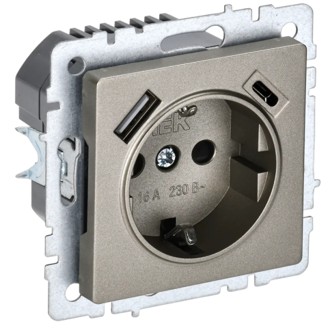 Электрическая розетка IEK BRITE BR-R14-16-U22-018-K37
