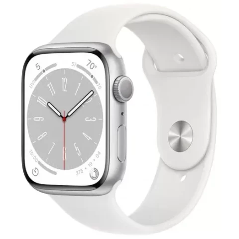 Умные часы Apple Watch Series 8 45mm Silver Aluminum Case with White Sport Band M/L (MP6Q3LL/A)