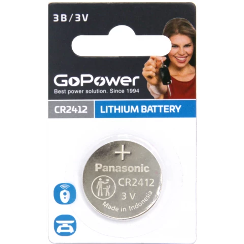 Батарейка GoPower (CR2412, 1 шт)