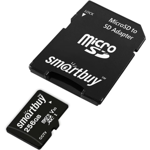 Карта памяти 256Gb MicroSD SmartBuy + SD адаптер (SB256GBSDCCTV)