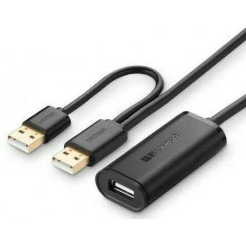 Кабель удлинительный 2x USB 2.0 A (M) - A (F), 10м, UGREEN US137