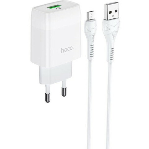 Сетевое зарядное устройство HOCO C72Q Glorious White + MicroUSB Cable