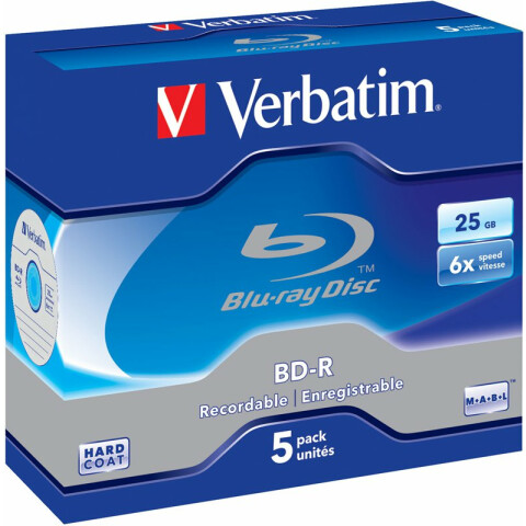 Диск BD-R Verbatim 25Gb 6x Jewel Case (5шт.) (43715)
