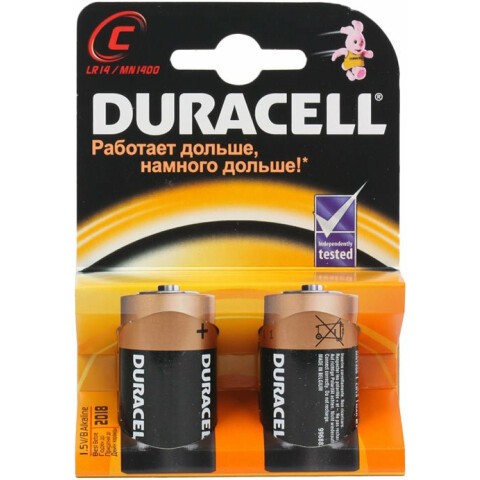 Батарейка Duracell (C, Alkaline, 2 шт)