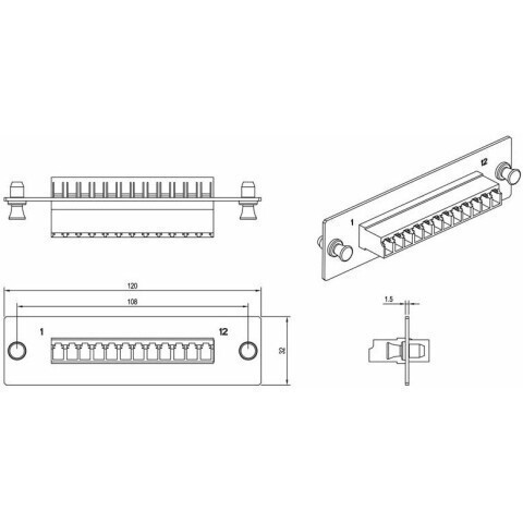 Оптическая панель Hyperline FO-FPM-W120H32-12LC-AQ