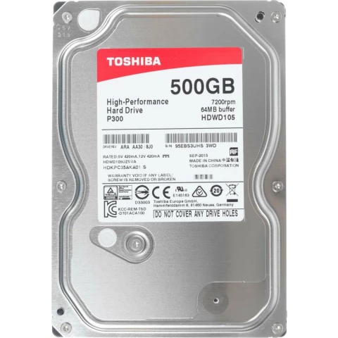 Жёсткий диск 500Gb SATA-III Toshiba P300 (HDWD105UZSVA)