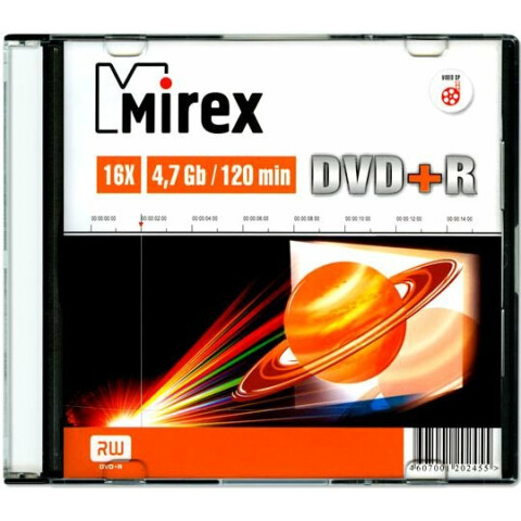 Диск DVD+R Mirex 4.7Gb 16x Slim Case (1шт) (202455)