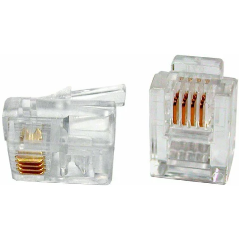 Телефонный разъём RJ-12 (6P4C), Hyperline PLUG-6P4C-P-C2-100