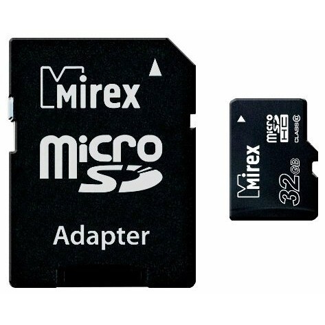 Карта памяти 32Gb MicroSD Mirex + SD адаптер (13613-AD10SD32)