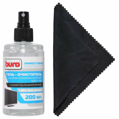 Салфетки Buro BU-GEL_SCREEN + гель для экранов и оптики, 200 мл