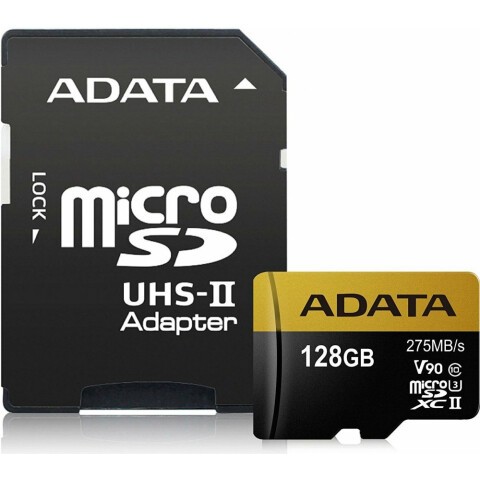 Карта памяти 128Gb MicroSD ADATA Premier + SD адаптер (AUSDX128GUII3CL10-CA1)