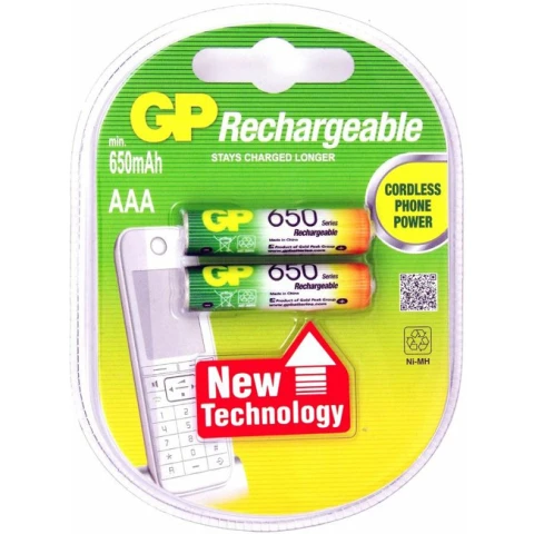 Аккумулятор GP (AAA, NiMH, 650mAh, 2 шт)
