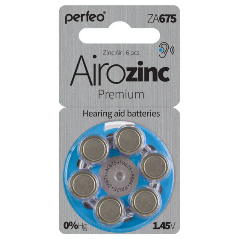 Батарейка Perfeo ZA675/6BL Airozinc Premium (6 шт)