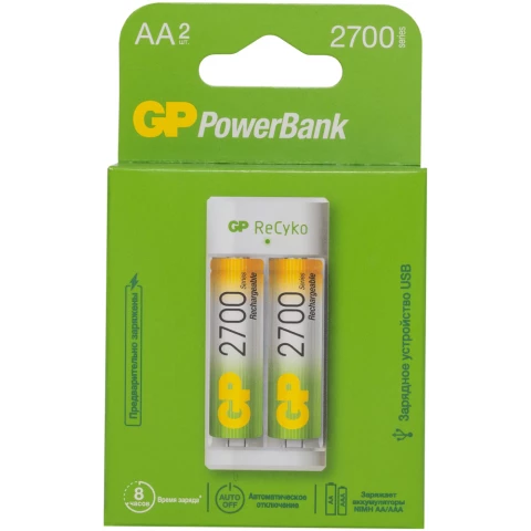 Зарядное устройство GP E211 + 2x AA 2700mAh