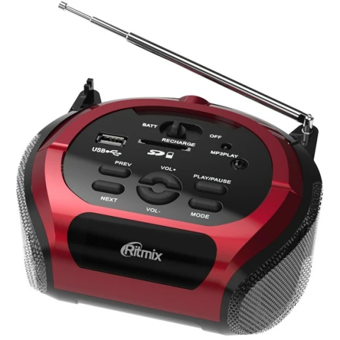 Аудиомагнитола Ritmix RBB-100BT Red