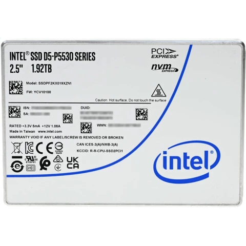 Накопитель SSD 1.92Tb PCI-E Intel D5-P5530 (SSDPF2KX019XZN1)