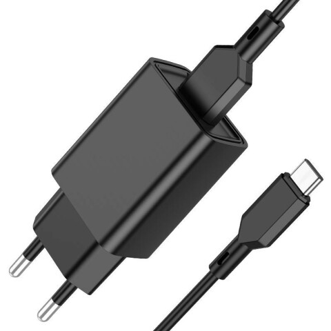 Сетевое зарядное устройство Borofone BA68A Glacier Black + Type-C Cable