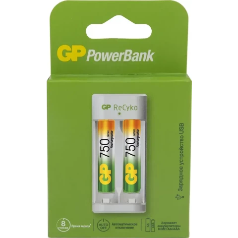 Зарядное устройство GP E211 + 2x AAA 750mAh