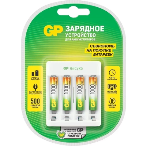 Зарядное устройство GP Е411 + 4x AAA 1000mAh