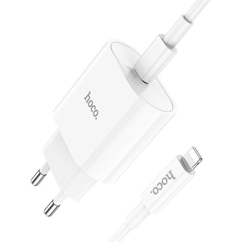 Сетевое зарядное устройство HOCO C94A Metro White + Lightning Cable