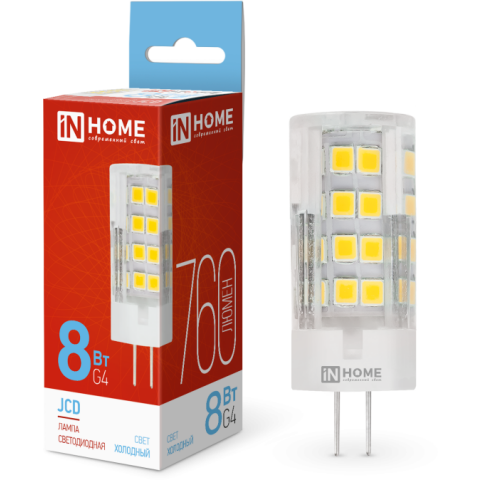 Светодиодная лампочка IN HOME LED-JCD (8 Вт, G4) 6500K