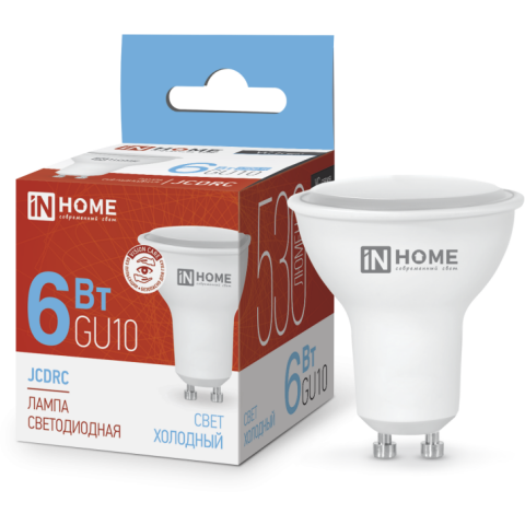 Светодиодная лампочка IN HOME LED-JCDR-VC (6 Вт, GU10) 6500K