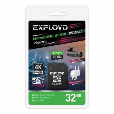 Карта памяти 32Gb MicroSD Exployd Vision + SD адаптер