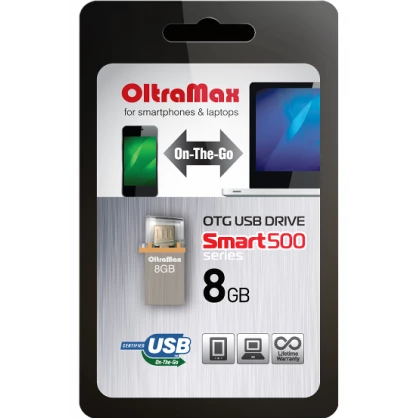 USB Flash накопитель 8Gb OltraMax 500 SMART Grey