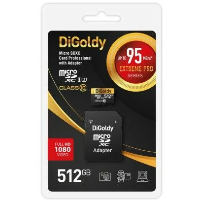 Карта памяти 512Gb MicroSD Digoldy Extreme Pro + SD адаптер