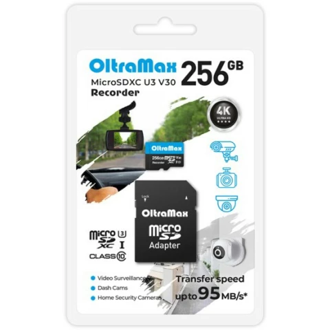 Карта памяти 256Gb MicroSD OltraMax Recorder + SD адаптер