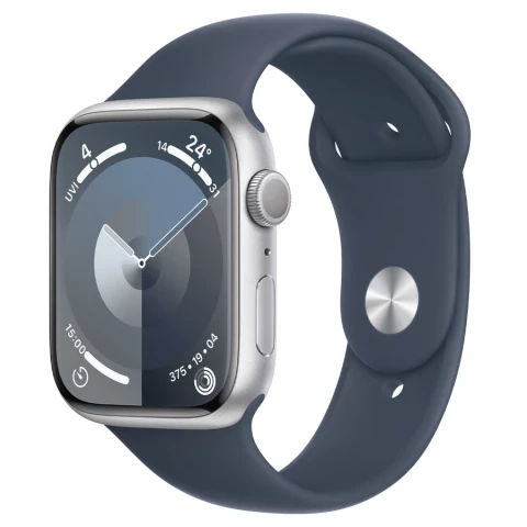 Умные часы Apple Watch Series 9 41mm Silver Aluminum Case with Blue Sport Band M/L (MR913LL/A)