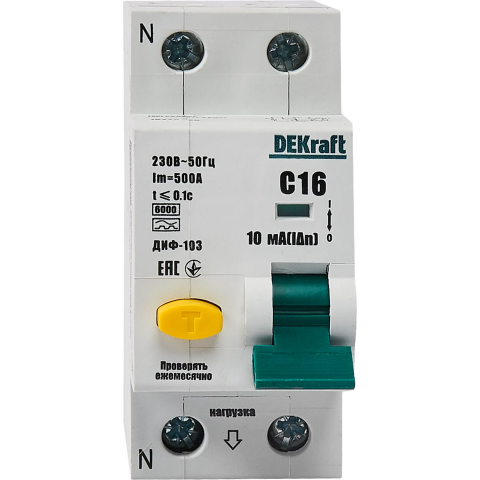 Автоматический выключатель дифференциального тока DEKraft 16225DEK