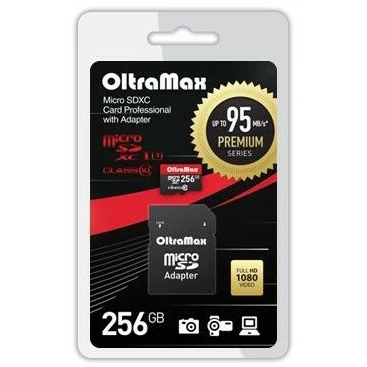 Карта памяти 256Gb MicroSD OltraMax Premium + SD адаптер