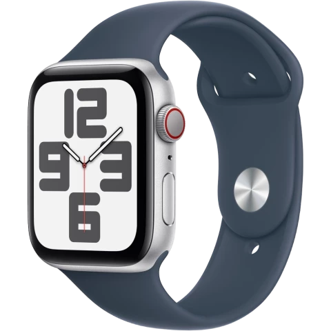 Умные часы Apple Watch SE 2 44mm Silver Aluminum Case with Storm Blue Sport Band M/L (MREE3LL/A)