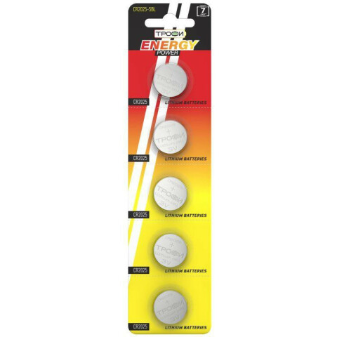 Батарейка Трофи (CR2025, 5 шт)