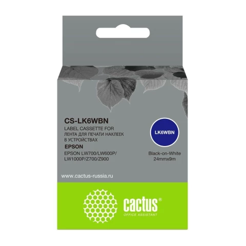 Ленточный картридж Cactus CS-LK6WBN Black